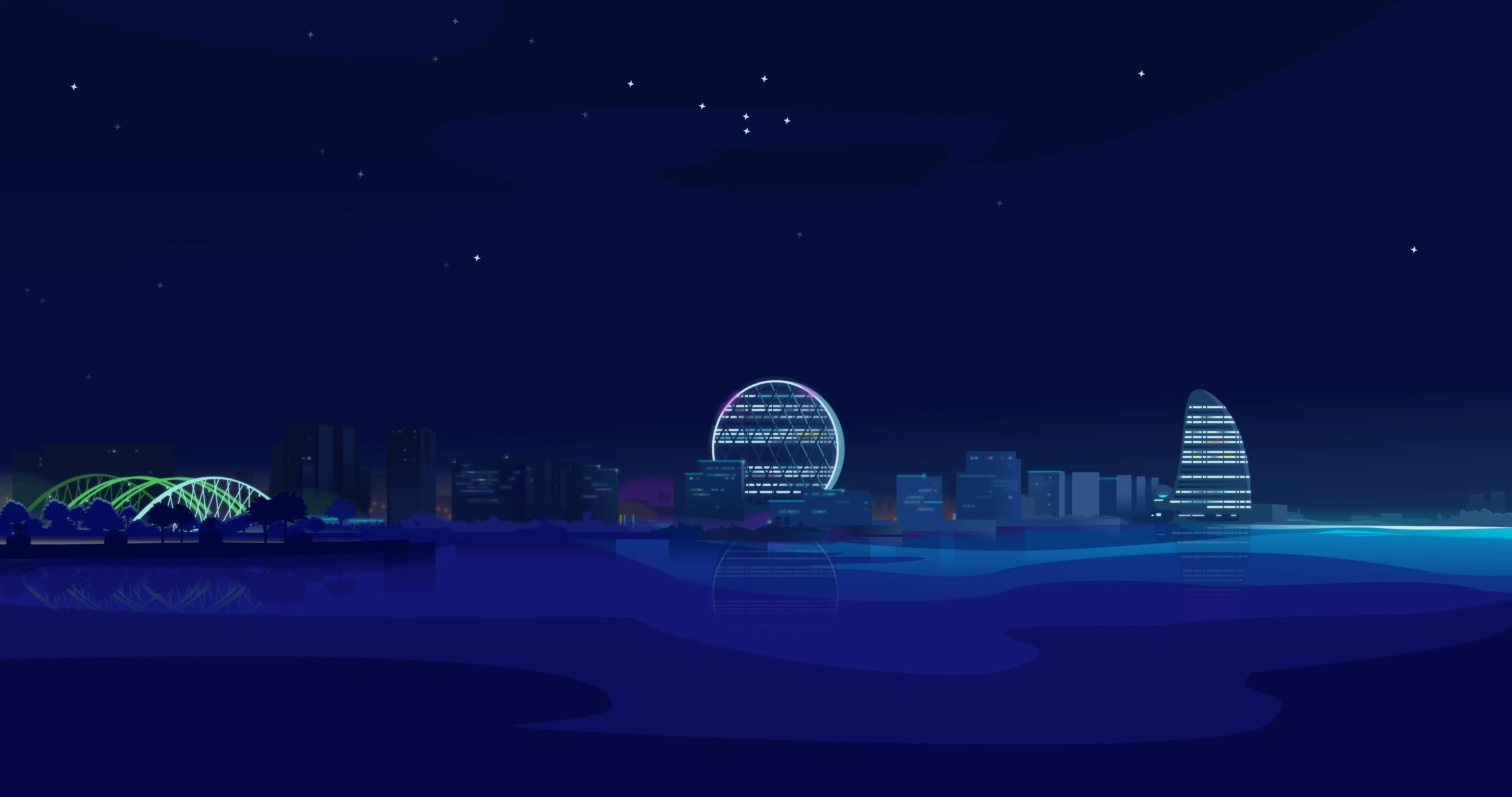 Raha Beach cityscape at night