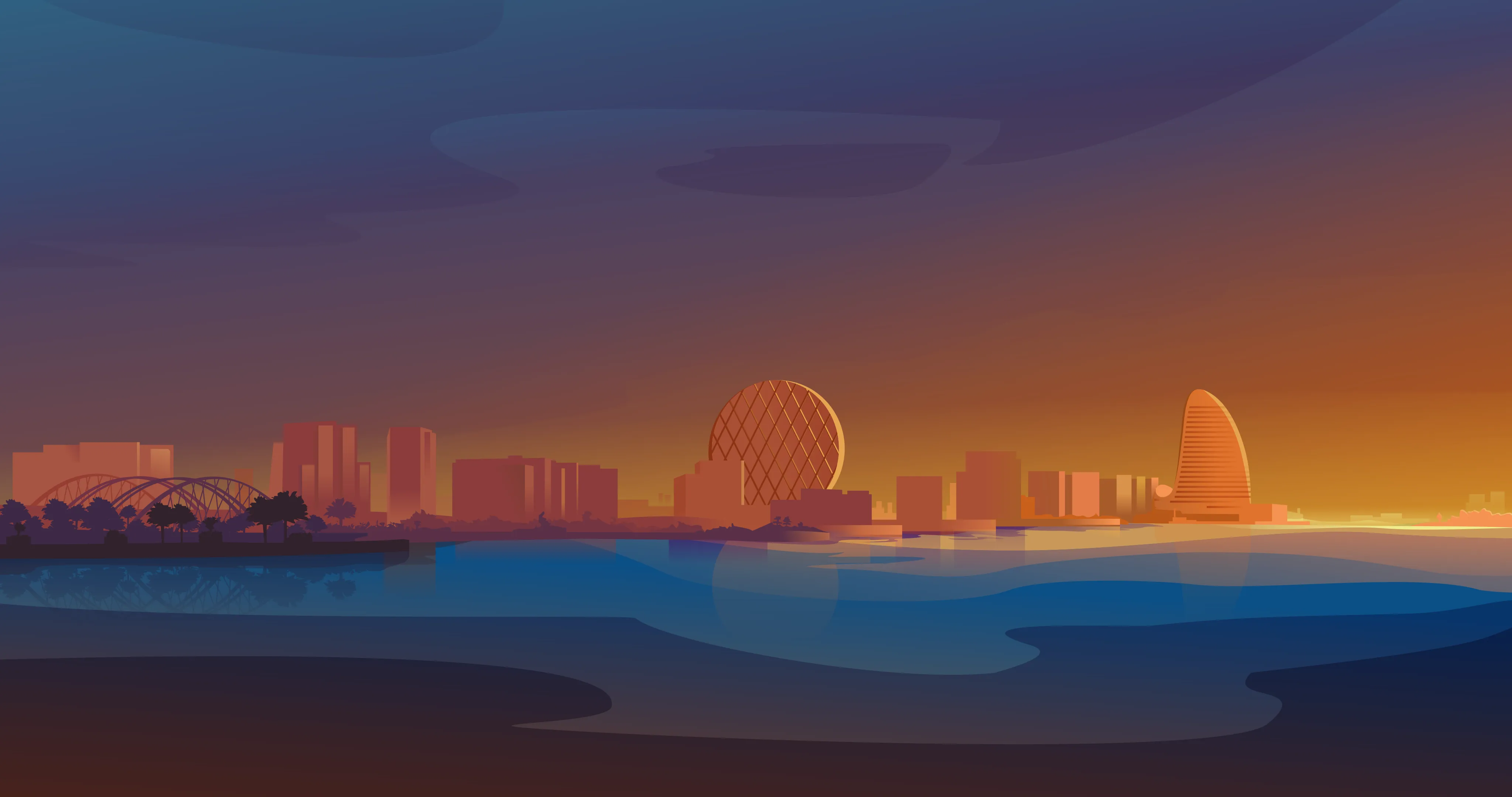 Raha Beach Cityscape during sunset